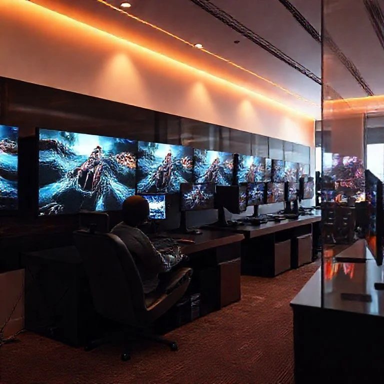 Abstract digital landscape with floating city fragments