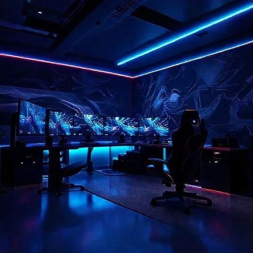 Concept art of an intricate, glowing cybernetic weapon